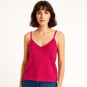Sézane La Maille Yoran Knit Camisole Tank Top – Fuchsia Pink – Size M